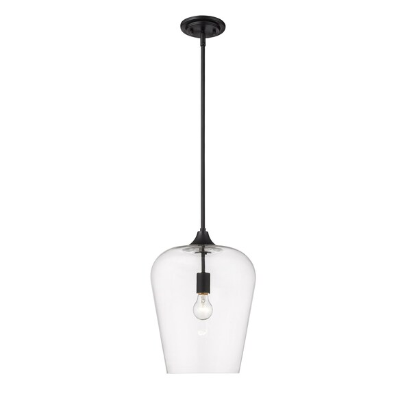 Joliet 1 Light Pendant, Matte Black & Clear